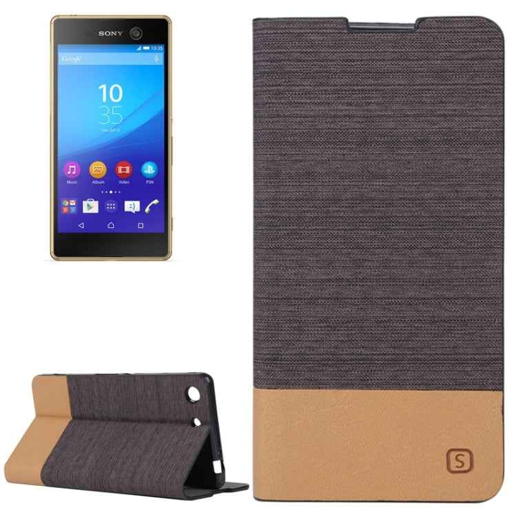 Canvas Surface Horizontal Flip Leather Case with Card Slot & Holder for Sony Xperia M5