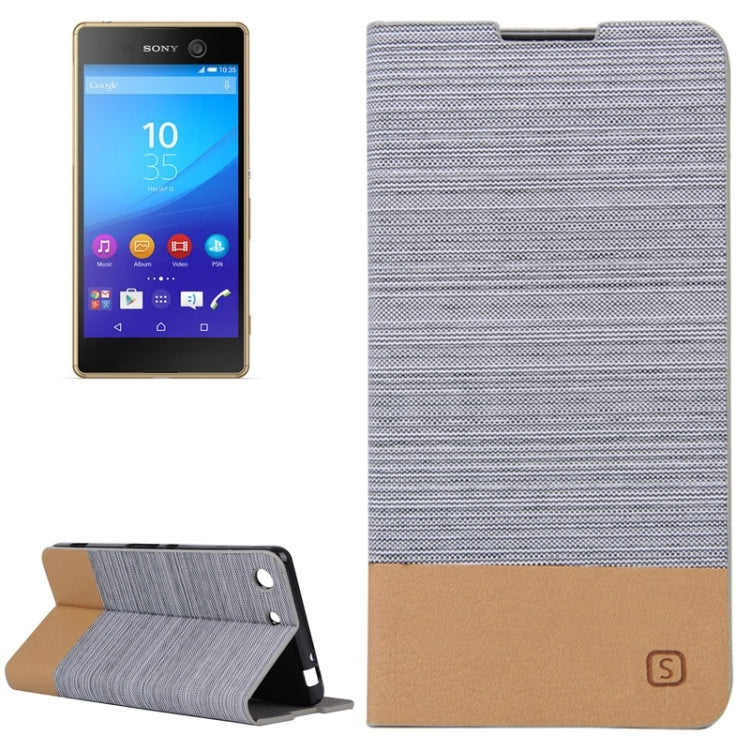 Canvas Surface Horizontal Flip Leather Case with Card Slot & Holder for Sony Xperia M5