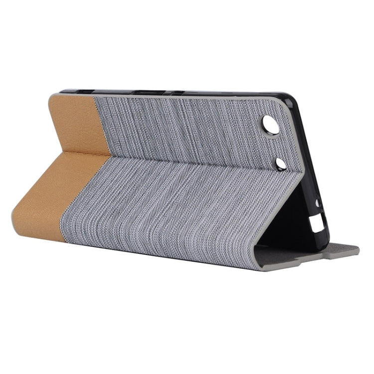 Canvas Surface Horizontal Flip Leather Case with Card Slot & Holder for Sony Xperia M5