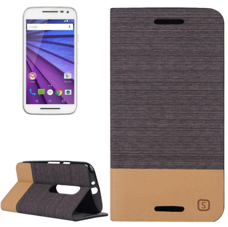 Canvas Surface Horizontal Flip Leather Case with Card Slot & Holder for Motorola Moto G(3rd Gen.)
