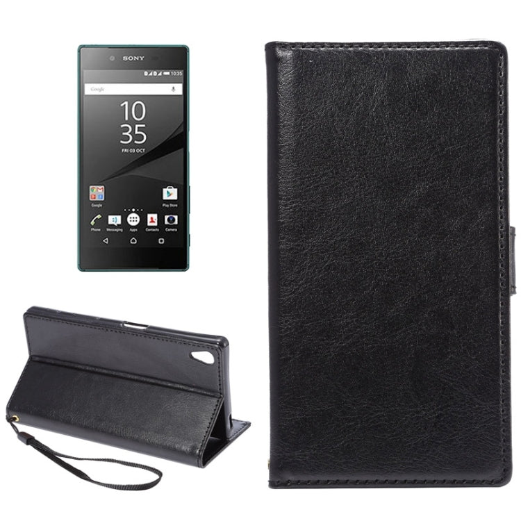 Fine Sheepskin Texture Horizontal Flip Leather Case with Card Slots & Holder & Lanyard for Sony Xperia Z5