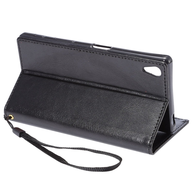 Fine Sheepskin Texture Horizontal Flip Leather Case with Card Slots & Holder & Lanyard for Sony Xperia Z5