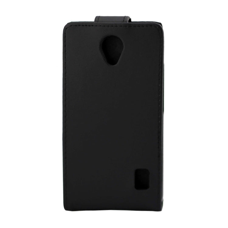Vertical Flip Magnetic Button Leather Case for Huawei Ascend Y635(Black)