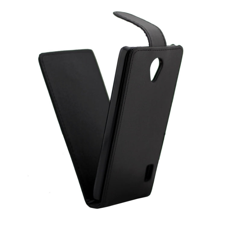 Vertical Flip Magnetic Button Leather Case for Huawei Ascend Y635(Black)