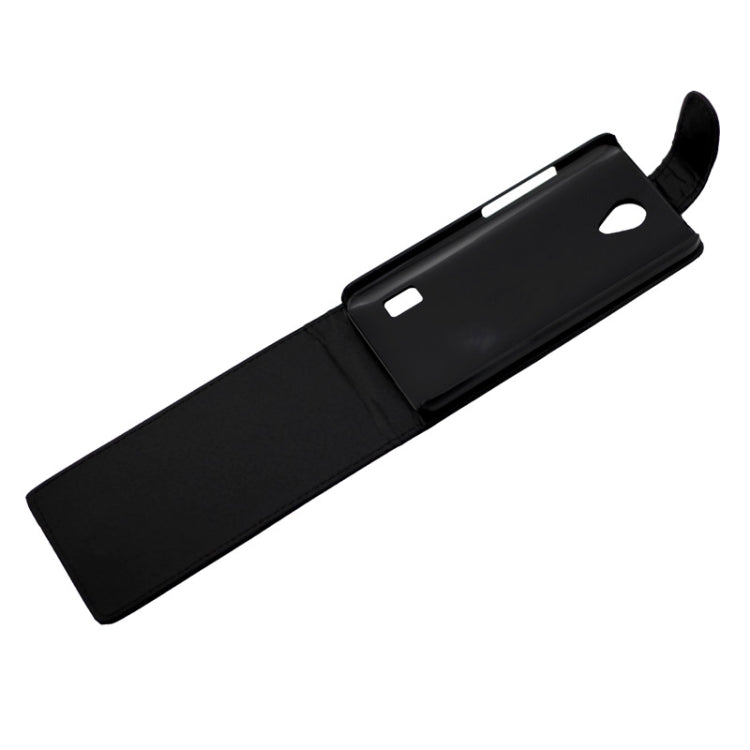 Vertical Flip Magnetic Button Leather Case for Huawei Ascend Y635(Black)