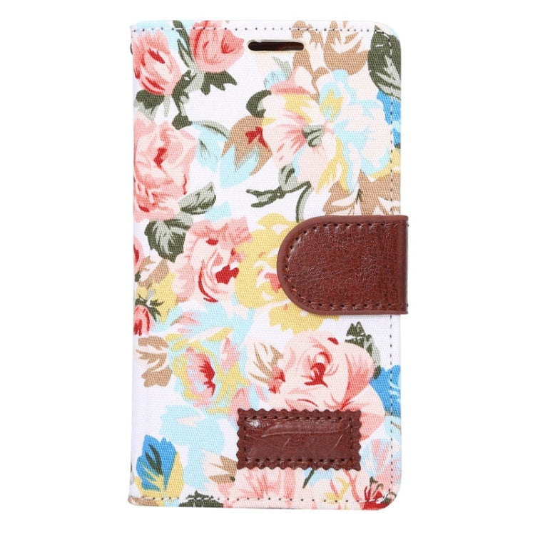 Floral Cloth Magnetic Snap Flip Leather Case with Holder and Card Slots for Huawei Ascend G6ï¼ˆ4G versionï¼‰(White)