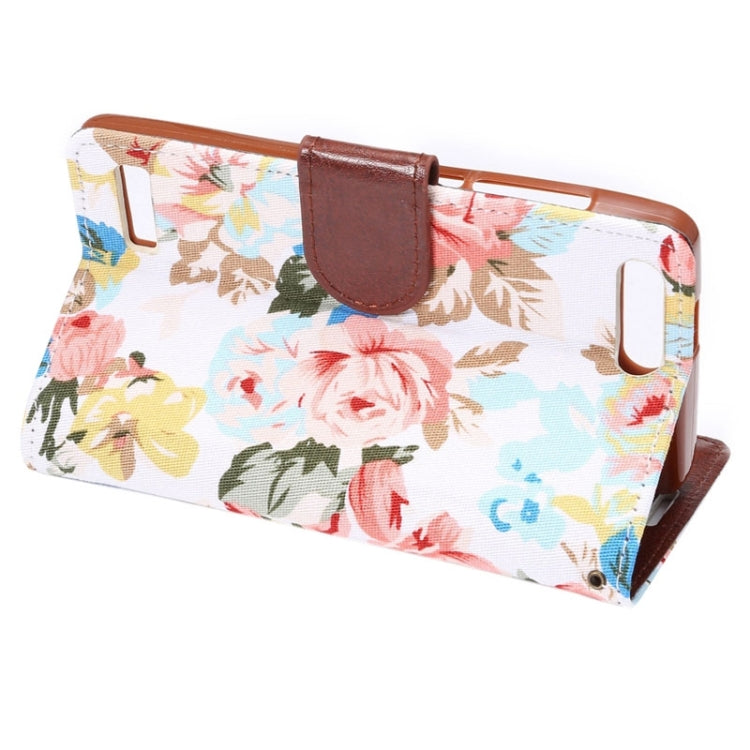 Floral Cloth Magnetic Snap Flip Leather Case with Holder and Card Slots for Huawei Ascend G6ï¼ˆ4G versionï¼‰(White)