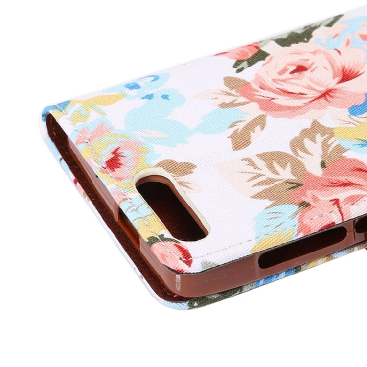 Floral Cloth Magnetic Snap Flip Leather Case with Holder and Card Slots for Huawei Ascend G6ï¼ˆ4G versionï¼‰(White)