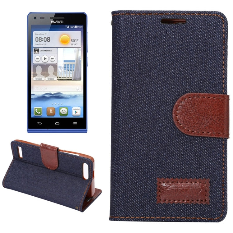 Denim Texture Leather Case with Holder and Card Slots for Huawei Ascend G6ï¼ˆ4G versionï¼‰