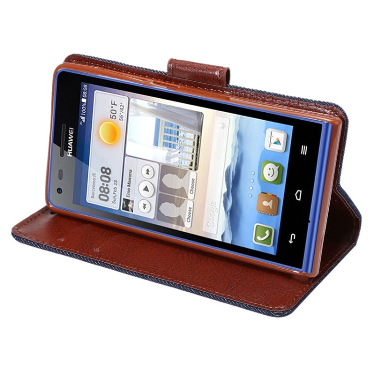 Denim Texture Leather Case with Holder and Card Slots for Huawei Ascend G6ï¼ˆ4G versionï¼‰