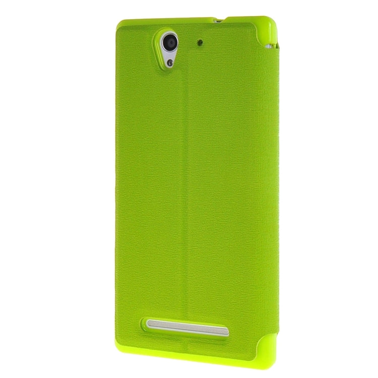 Sand Texture Horizontal Flip Leather Case with Call Display ID & Holder for Sony Xperia C3