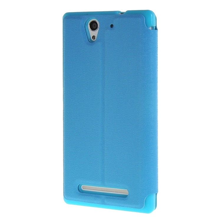 Sand Texture Horizontal Flip Leather Case with Call Display ID & Holder for Sony Xperia C3