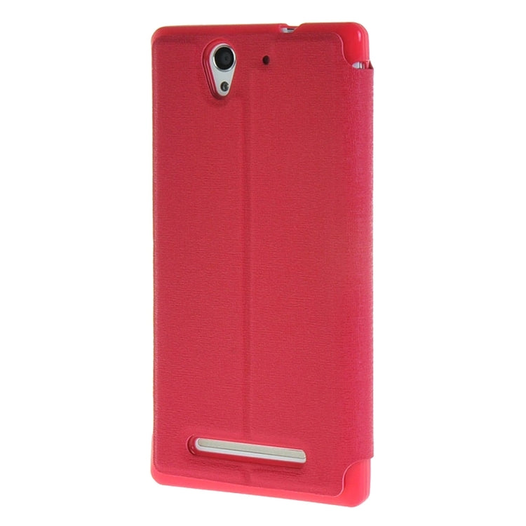 Sand Texture Horizontal Flip Leather Case with Call Display ID & Holder for Sony Xperia C3