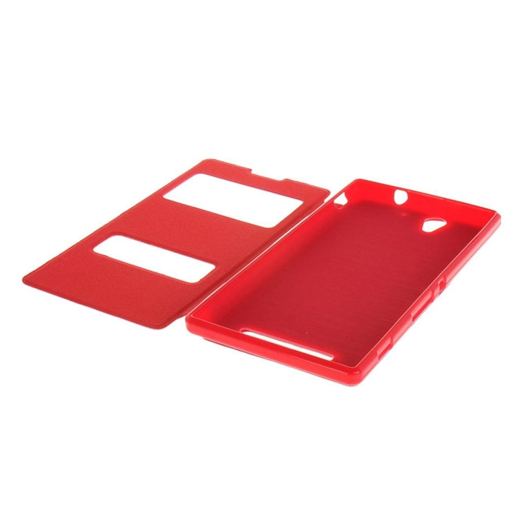 Sand Texture Horizontal Flip Leather Case with Call Display ID & Holder for Sony Xperia C3