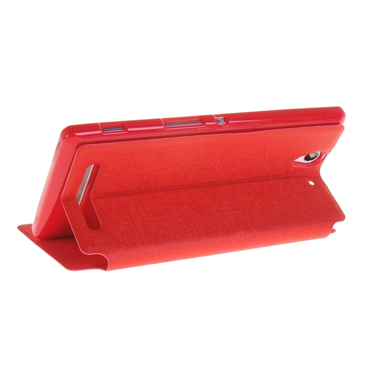 Sand Texture Horizontal Flip Leather Case with Call Display ID & Holder for Sony Xperia C3