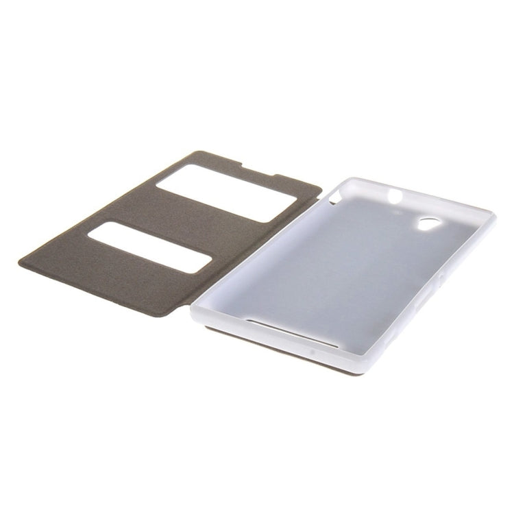 Sand Texture Horizontal Flip Leather Case with Call Display ID & Holder for Sony Xperia C3