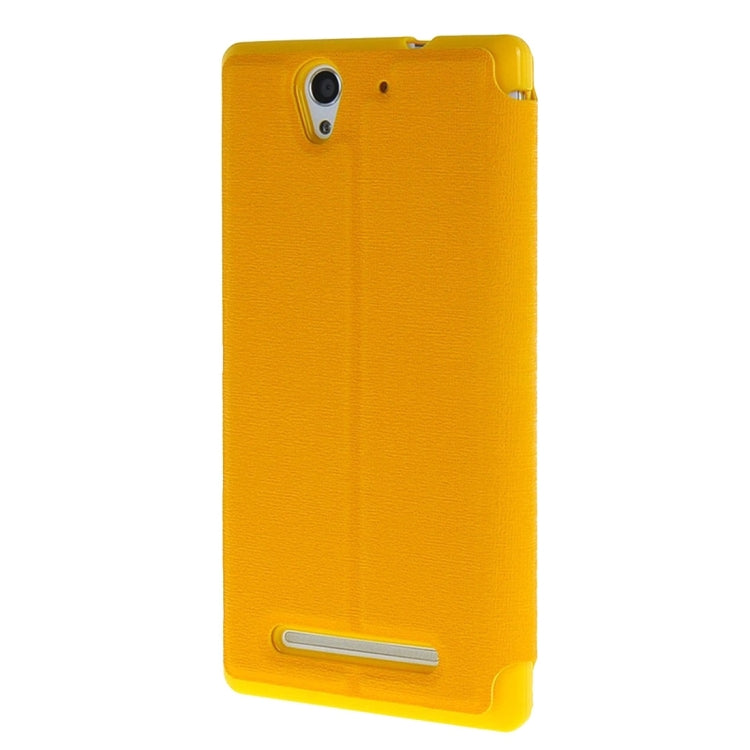 Sand Texture Horizontal Flip Leather Case with Call Display ID & Holder for Sony Xperia C3