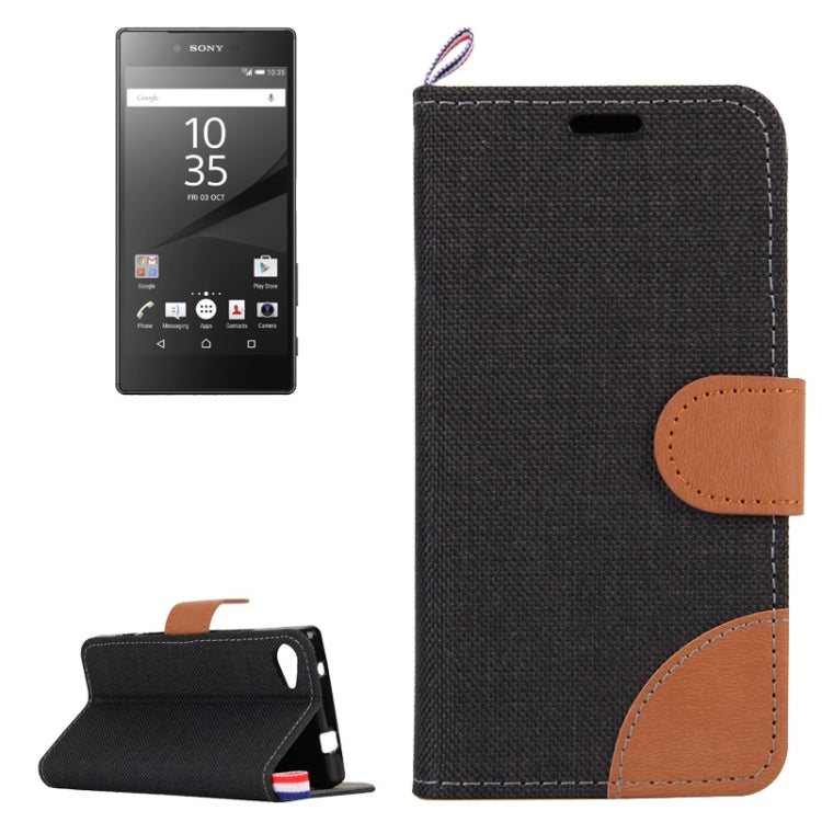 Denim Texture Horizontal Flip Leather Case with Holder & Card Slots for Sony Xperia Z5 Compact / Z5 mini / E5803 / E5823