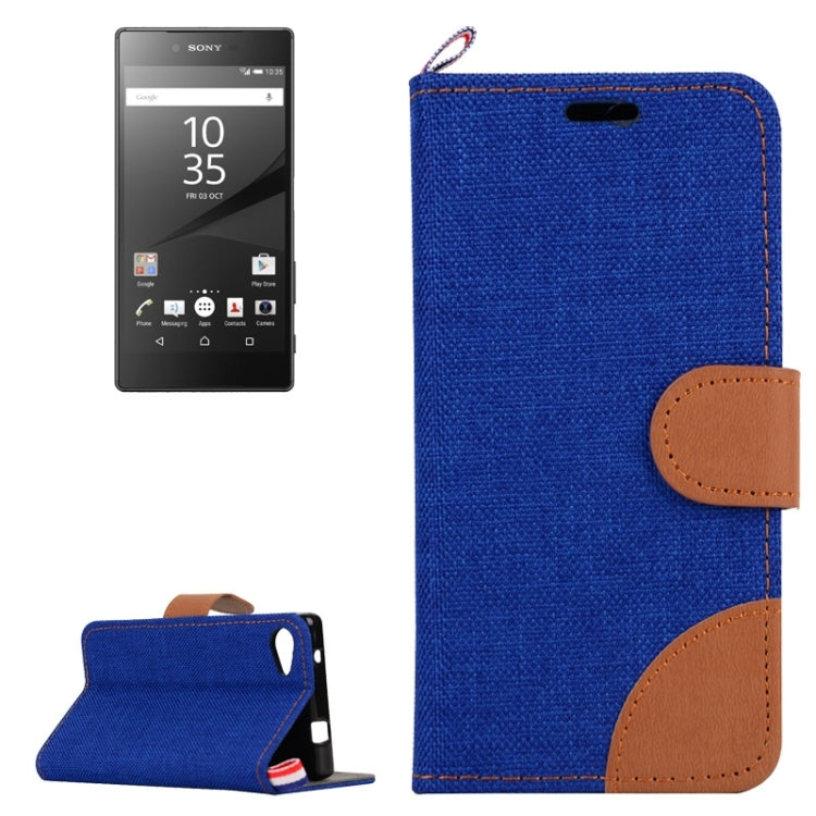 Denim Texture Horizontal Flip Leather Case with Holder & Card Slots for Sony Xperia Z5 Compact / Z5 mini / E5803 / E5823
