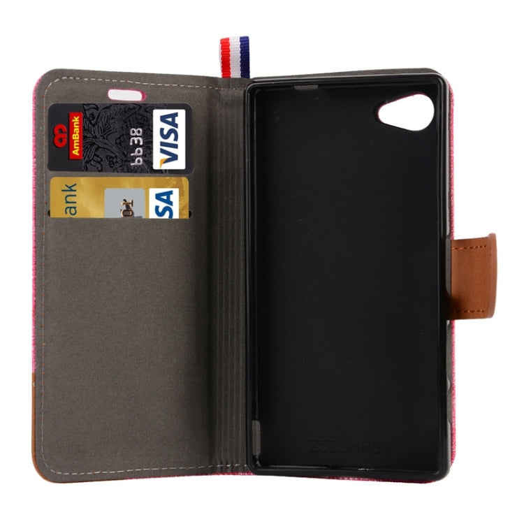 Denim Texture Horizontal Flip Leather Case with Holder & Card Slots for Sony Xperia Z5 Compact / Z5 mini / E5803 / E5823