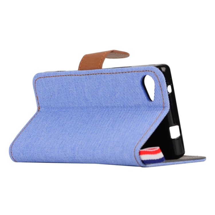 Denim Texture Horizontal Flip Leather Case with Holder & Card Slots for Sony Xperia Z5 Compact / Z5 mini / E5803 / E5823