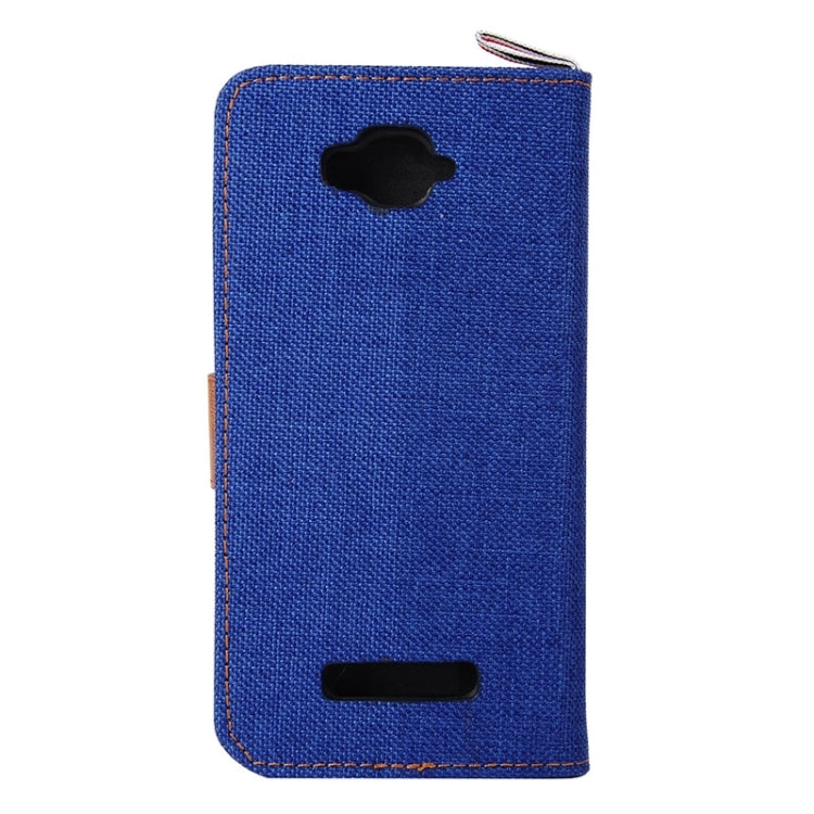 Denim Texture Leather Case with Card Slots & Holder & Lanyard for Alcatel One Touch Pop C7