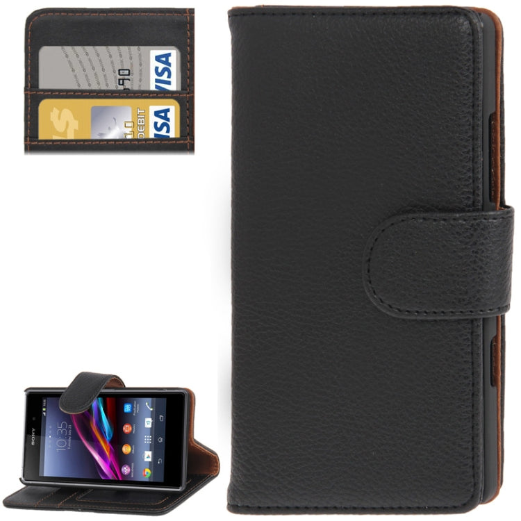 Litchi Texture Leather Case with Credit Card Slots & Holder for Sony Xperia Z1 mini