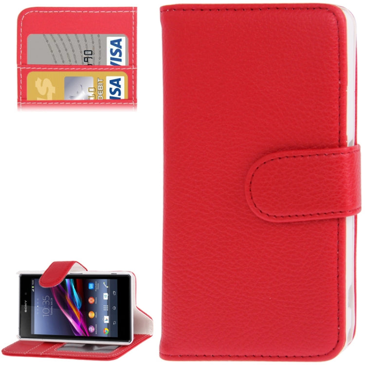 Litchi Texture Leather Case with Credit Card Slots & Holder for Sony Xperia Z1 mini