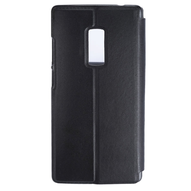 Litchi Texture Horizontal Flip Solid Color Leather Case with Holder & Call Display ID for OnePlus Two(Black)