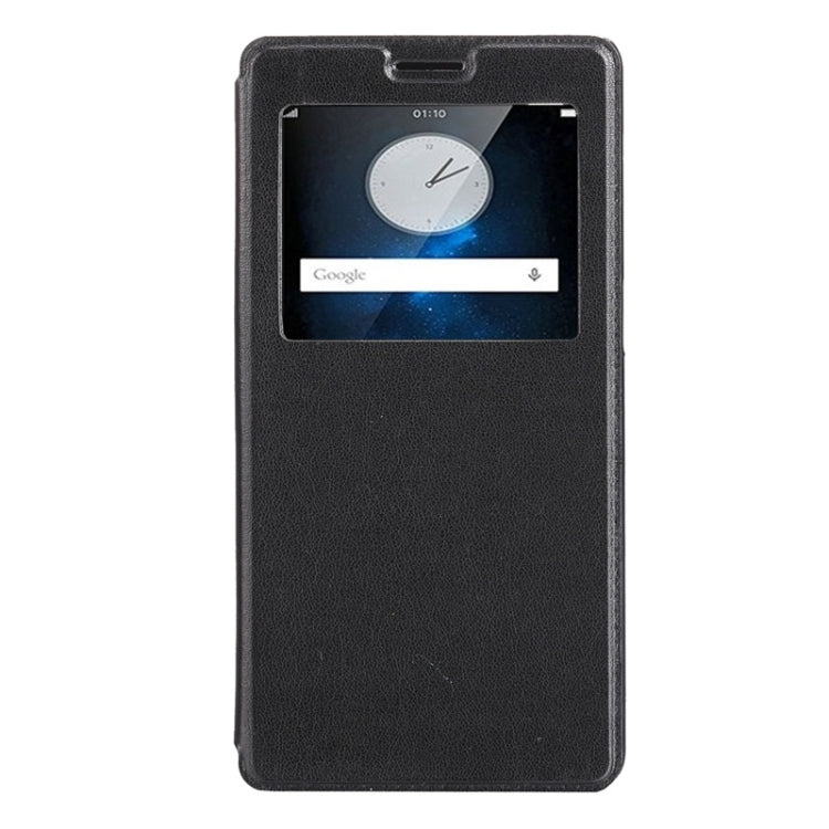 Litchi Texture Horizontal Flip Solid Color Leather Case with Holder & Call Display ID for OPPO R7s(Black)