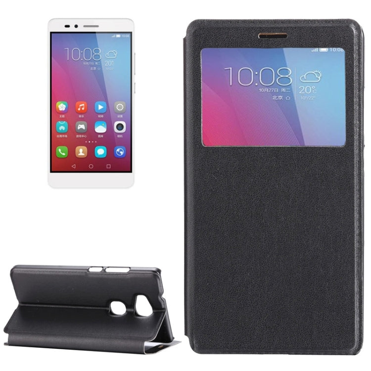 For Huawei  Honor 5X Litchi Texture Horizontal Flip Solid Color Leather Case with Holder & Call Display ID(Black)