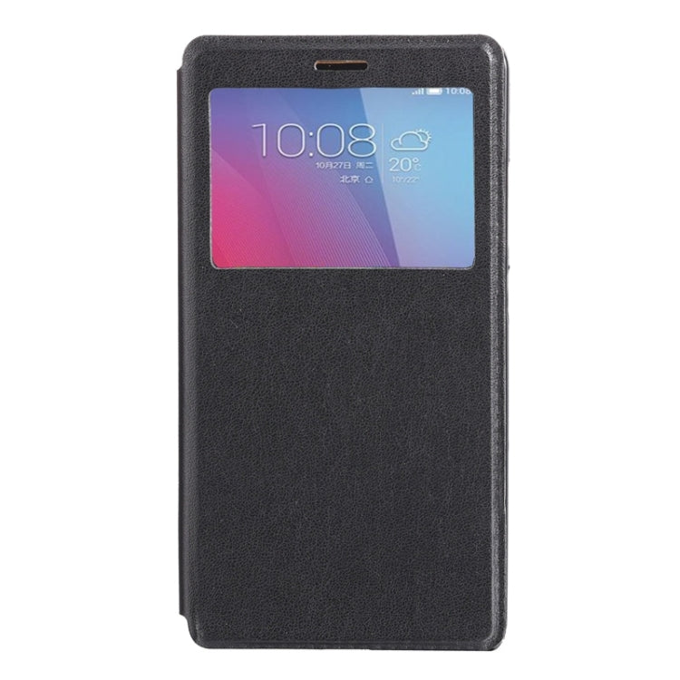 For Huawei  Honor 5X Litchi Texture Horizontal Flip Solid Color Leather Case with Holder & Call Display ID(Black)