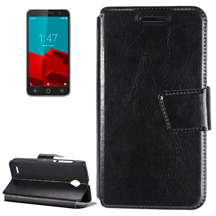 Crazy Horse Texture Horizontal Flip Black Leather Case with Holder & Card Slots for Vodafone Smart Prime 6 / OT-V895