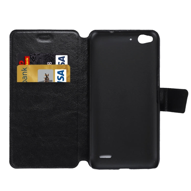 Crazy Horse Texture Horizontal Flip Black Leather Case with Holder & Card Slots for Vodafone Smart Ultra 6 / V995