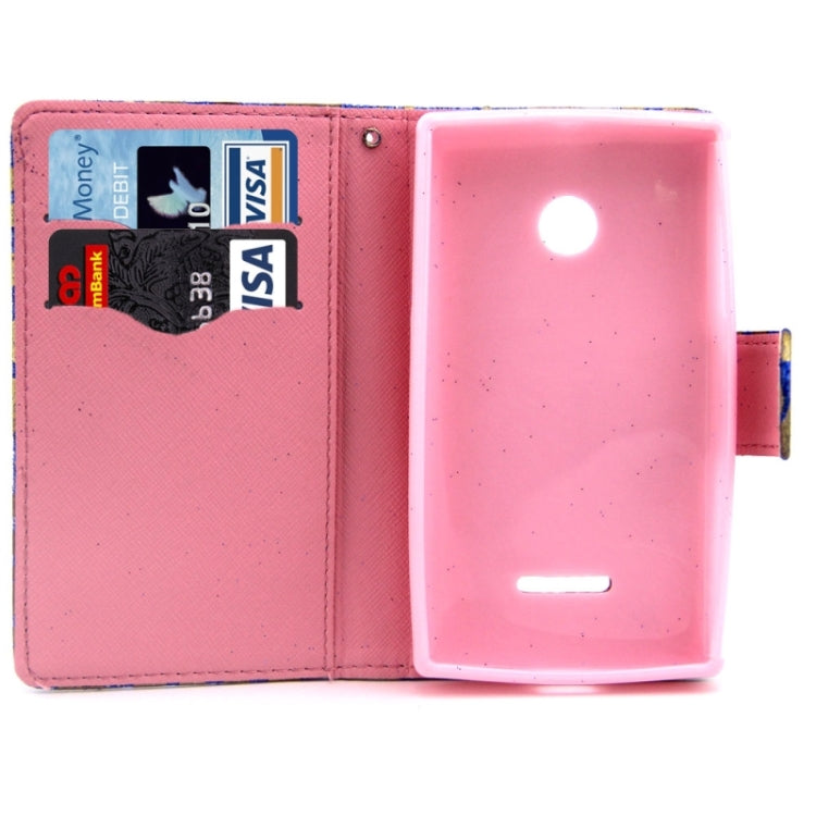 Golden Lips Pattern Flip Leather Case with Holder & Card Slots for Microsoft Lumia 435