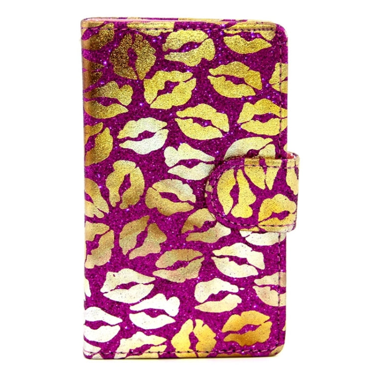 Golden Lips Pattern Flip Leather Case with Holder & Card Slots for Microsoft Lumia 435