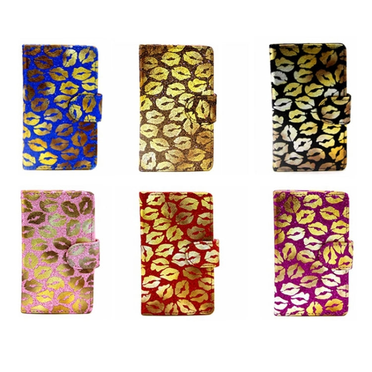 Golden Lips Pattern Flip Leather Case with Holder & Card Slots for Microsoft Lumia 435