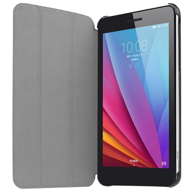 7.0 Inch Karst Texture Horizontal Flip Solid Color Leather Case with Three-Folding Holder for Huawei Honor Play T1 / T1-701u
