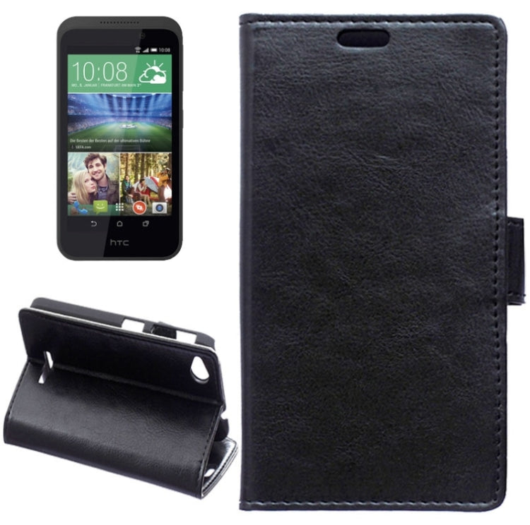 For HTC Desire 320 Crazy Horse Texture Horizontal Flip Solid Color Magnetic Buckle Leather Case with Holder & Card Slots & Wallet
