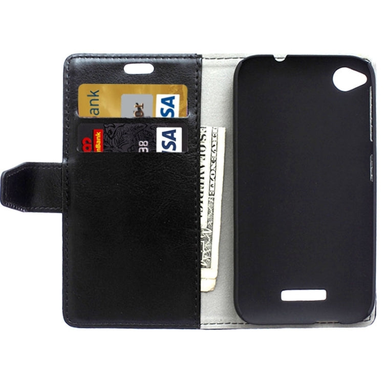 For HTC Desire 320 Crazy Horse Texture Horizontal Flip Solid Color Magnetic Buckle Leather Case with Holder & Card Slots & Wallet