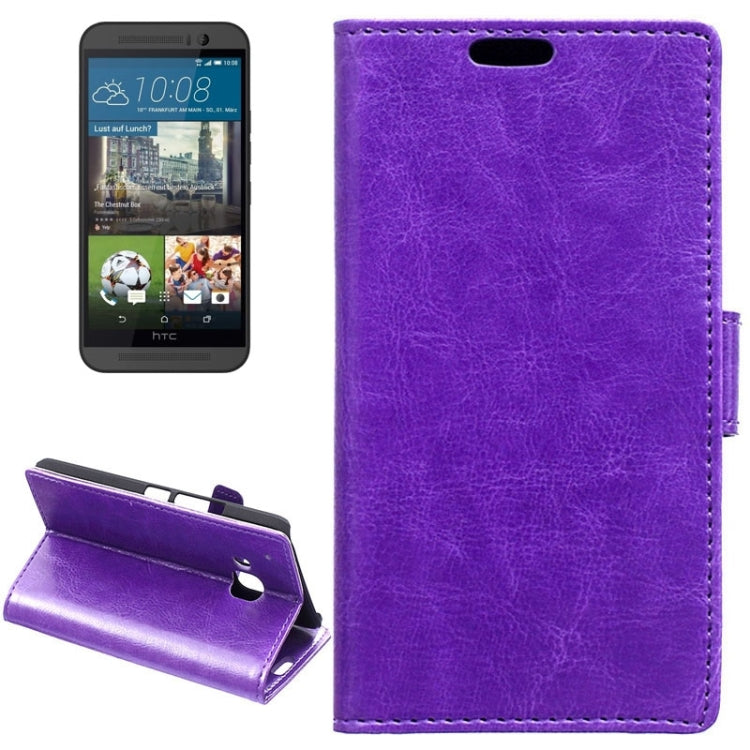 For HTC One M9 Crazy Horse Texture Horizontal Flip Magnetic Buckle Leather Case with Holder & Card Slots & Wallet