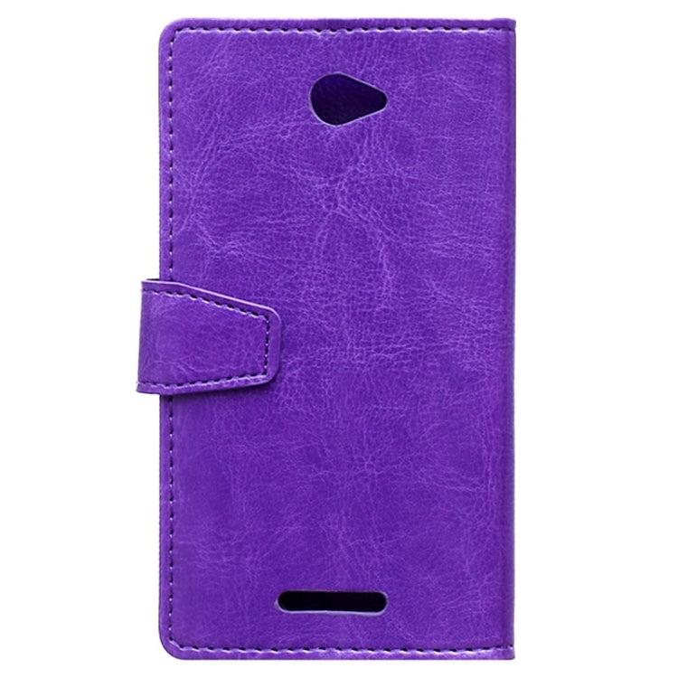 Crazy Horse Texture Horizontal Flip Solid Color Magnetic Buckle Leather Case with Holder & Card Slots & Wallet for Sony Xperia E4