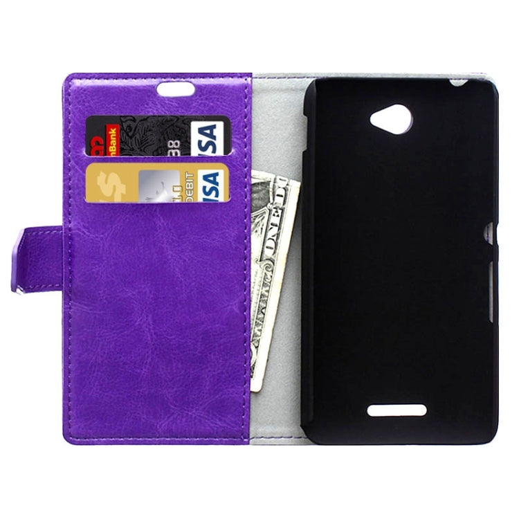 Crazy Horse Texture Horizontal Flip Solid Color Magnetic Buckle Leather Case with Holder & Card Slots & Wallet for Sony Xperia E4