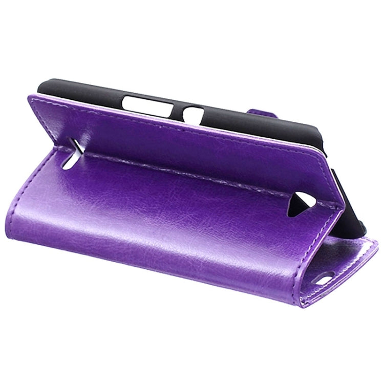 Crazy Horse Texture Horizontal Flip Solid Color Magnetic Buckle Leather Case with Holder & Card Slots & Wallet for Sony Xperia E4