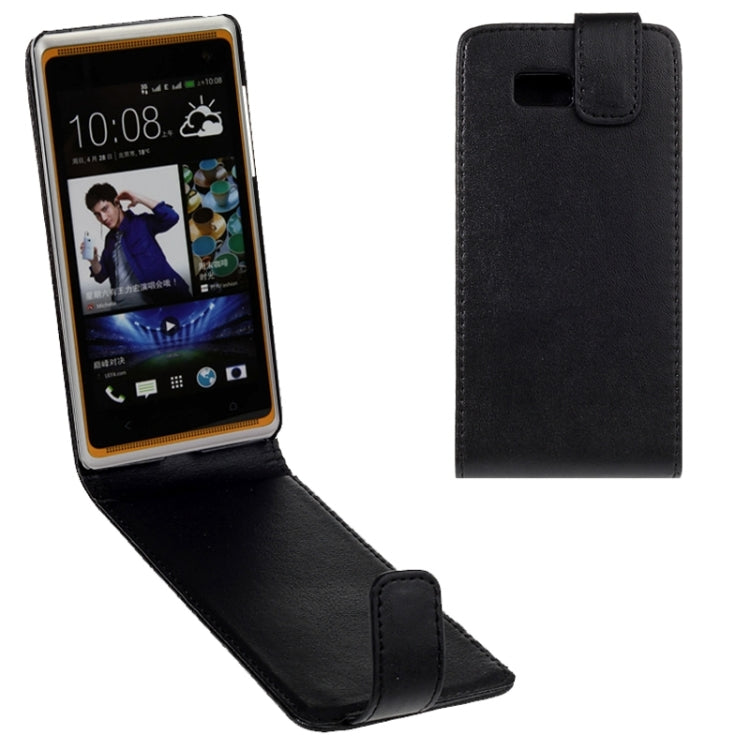 For HTC Desire 606W Vertical Flip Magnetic Snap Leather Case(Black)
