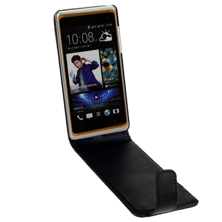 For HTC Desire 606W Vertical Flip Magnetic Snap Leather Case(Black)