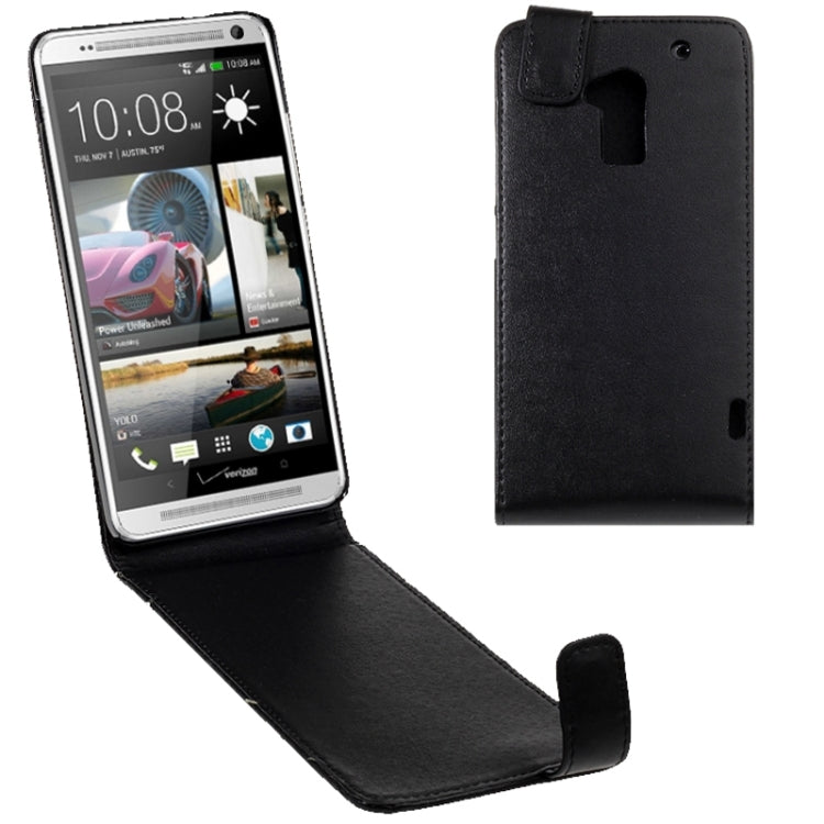 For HTC One Max / T6 Vertical Flip Magnetic Snap Leather Case(Black)