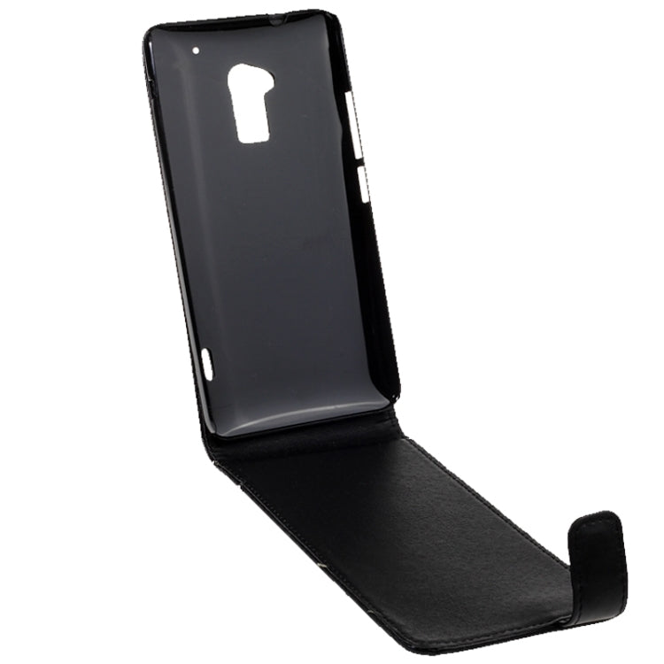 For HTC One Max / T6 Vertical Flip Magnetic Snap Leather Case(Black)