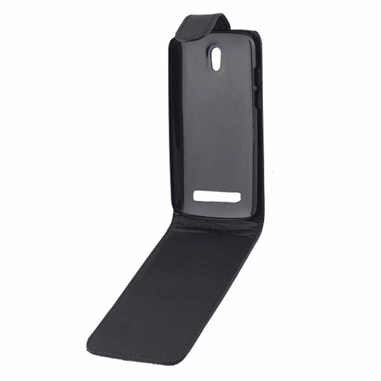 For HTC Desire 500 / 506e Vertical Flip Magnetic Snap Leather Case(Black)