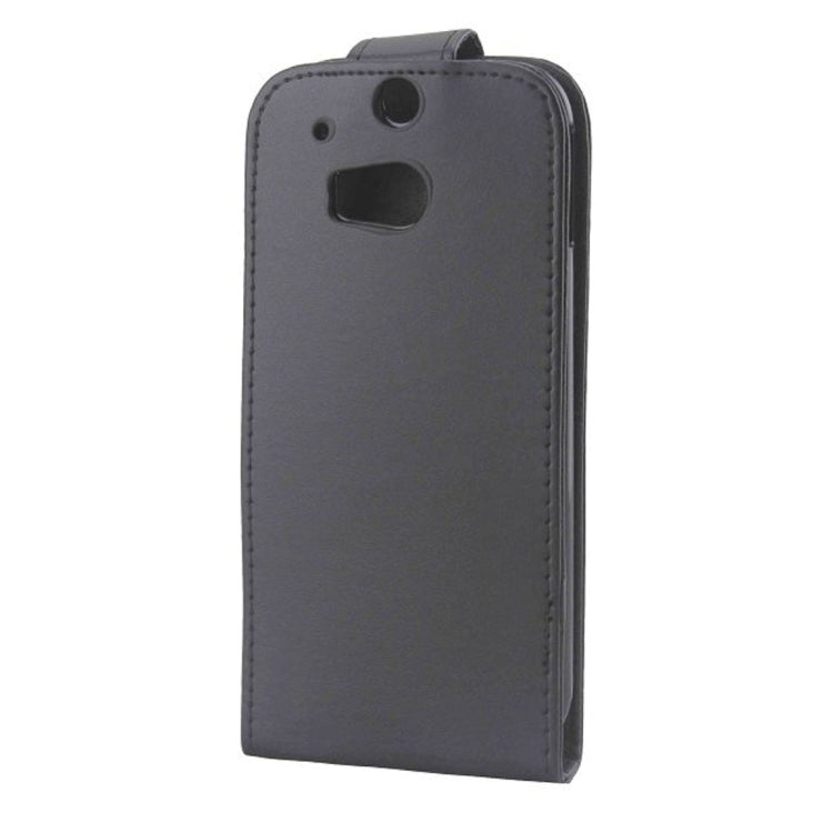 For HTC One M8 Vertical Flip Magnetic Snap Leather Case(Black)